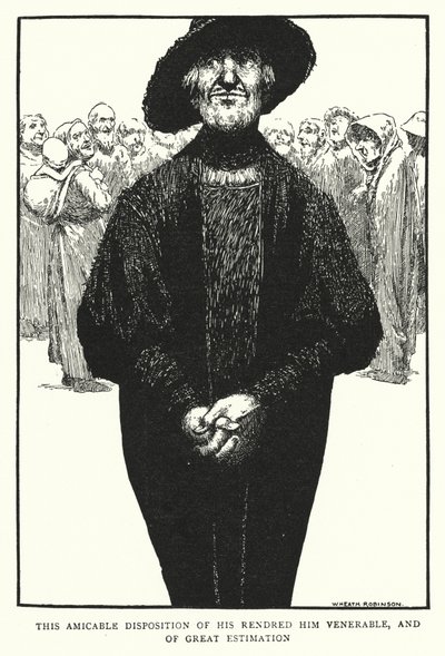 Denna vänskapliga läggning av hans gjorde honom vördnadsvärd och av stor uppskattning (litho) av William Heath Robinson