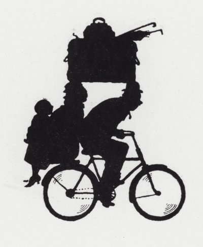 Att turnera med familjen på cykel (litho) av William Heath Robinson