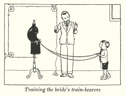 Träning av brudens tågbärare (litho) av William Heath Robinson