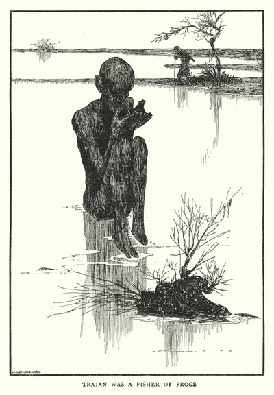 Trajanus var en fiskare av grodor (litho) av William Heath Robinson