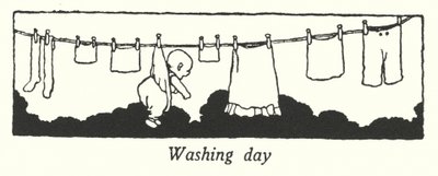 Tvättdag (litho) av William Heath Robinson