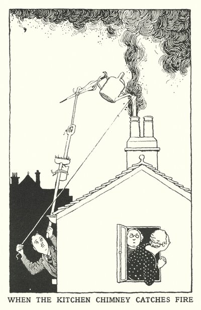 När köksskorstenen tar eld (litho) av William Heath Robinson