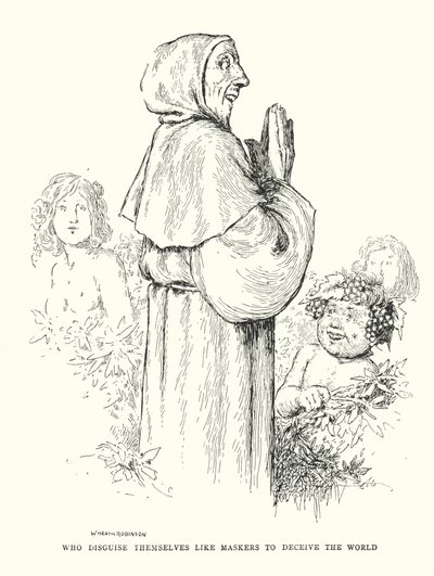 Som maskerar sig som maskerare för att lura världen (litho) av William Heath Robinson