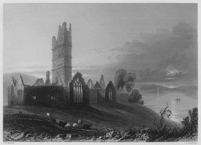 Abbey of Moyne (gravyr) av William Henry (after) Bartlett