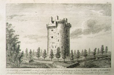 Castle Howel, Barony of Kells, County Kilkenny, Irland, från "Scenery and Antiquities of Ireland" av George Virtue av William Henry (after) Bartlett