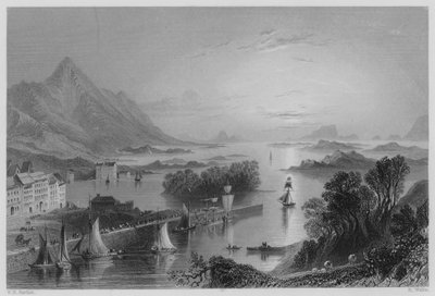 Clew Bay, från Westport (gravyr) av William Henry (after) Bartlett