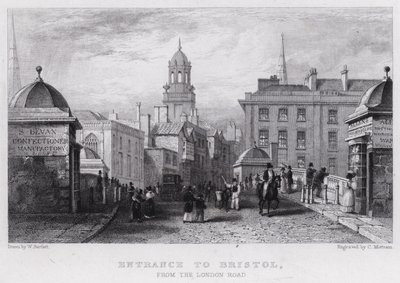 Ingång till Bristol, från London Road (gravyr) av William Henry (after) Bartlett
