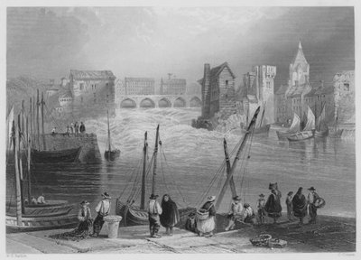 Galway, från Gladdagh (gravyr) av William Henry (after) Bartlett