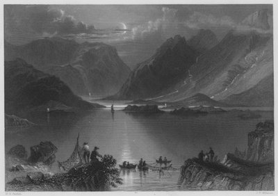 Head of the Killeries, Connemara (gravyr) av William Henry (after) Bartlett
