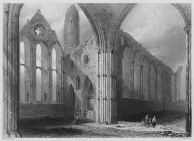 Interiör av Cashel Abbey (gravyr) av William Henry (after) Bartlett
