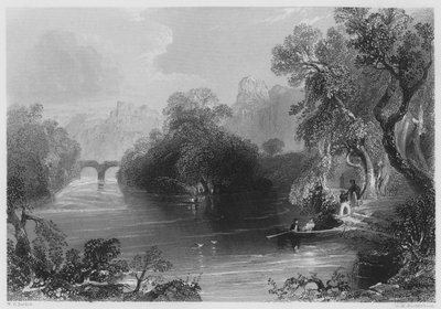 Old Weir Bridge, Killarney (gravyr) av William Henry (after) Bartlett
