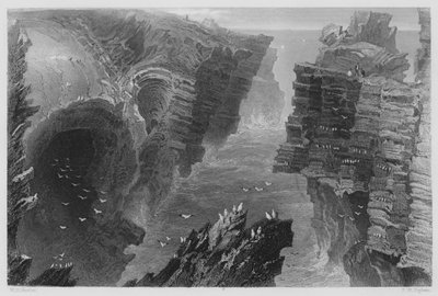 Puffing Hole, nära Kilkee (gravyr) av William Henry (after) Bartlett