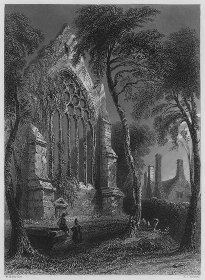 Youghall Abbey, Sir Walter Raleighs bostad (gravyr) av William Henry (after) Bartlett