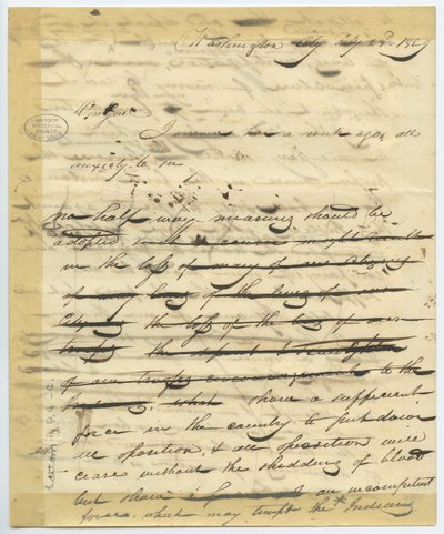 Draft of letter of William H. Ashley, Washington, begins -“Dear Genl, I arrived here a week ago . . .” av William Henry Ashley
