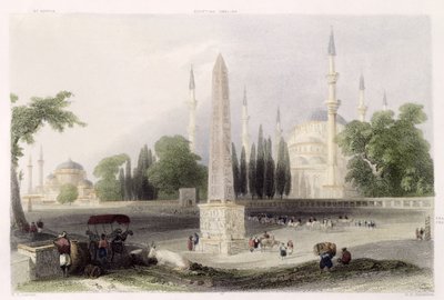 En egyptisk obelisk i Atmeidan, eller Hippodromen, Istanbul, graverad av G.K. Richardson, ca 1850 (akvatint) av William Henry Bartlett