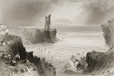 Ballybunnion, County Kerry, Irland, från "Scenery and Antiquities of Ireland" av George Virtue, 1860-talet av William Henry Bartlett