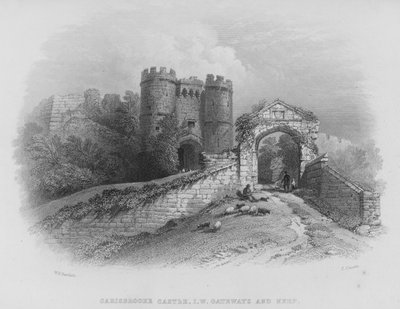 Carisbrooke Castle, Isle of Wight, Gateways and Keep (gravyr) av William Henry Bartlett