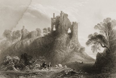 Carrigogunnell Castle, nära Limerick, grevskapet Limerick, Irland, från George Virtues "Scenery and Antiquities of Ireland", 1860-talet. av William Henry Bartlett