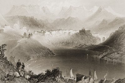 Clifden, Connemara, County Galway, Irland, från "Scenery and Antiquities of Ireland" av George Virtue, 1860-talet av William Henry Bartlett
