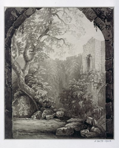 Cliffords Tower, York, interiör, 1827 av William Henry Bartlett