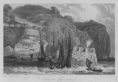 Clovelly, Devonshire (gravyr) av William Henry Bartlett