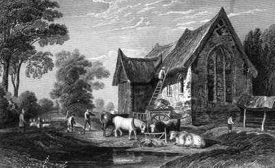 Coggeshall Abbey, Essex, utgiven av George Virtue, 1833 av William Henry Bartlett
