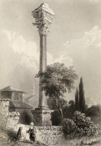 Kolumn av Marcian, Istanbul, Turkiet, graverad av H. Adlard av William Henry Bartlett