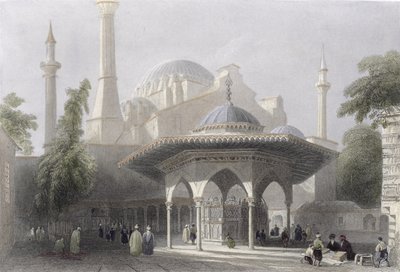 Sophias domstol och fontän i Istanbul, graverad av J. Redaway, ca 1850 (akvatint) av William Henry Bartlett