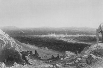 Damaskus, avlägsen utsikt från bergssidan av William Henry Bartlett