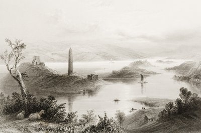 Devenish Island, County Fermanagh, Irland, från "Scenery and Antiquities of Ireland" av George Virtue, 1860-talet av William Henry Bartlett