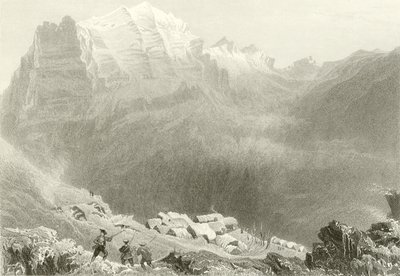 Dormeilleuse, Höga Alperna, platsen för Felix Neffs arbete av William Henry Bartlett