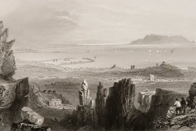Dublin Bay från Kingstown Quarries, från "Scenery and Antiquities of Ireland" av George Virtue, 1860-talet av William Henry Bartlett