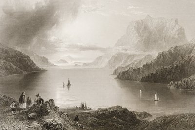 Eagle Mountain, Killeries, Connemara, County Galway, från "Scenery and Antiquities of Ireland" av George Virtue, 1860-talet av William Henry Bartlett