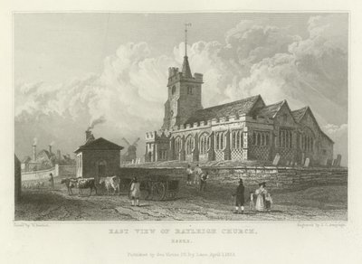 East View of Rayleigh Church, Essex av William Henry Bartlett
