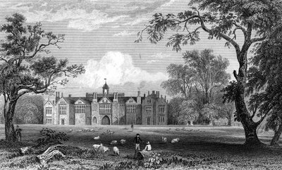 Gosfield Hall, Essex, graverad av Robert Sands, 1832 av William Henry Bartlett