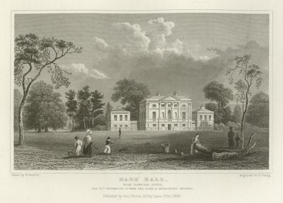 Hare Hall, nära Romford, Essex, Seat of J Western, Esquire av William Henry Bartlett