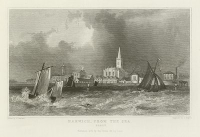 Harwich, från havet, Essex av William Henry Bartlett