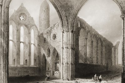 Interiör av Hore Abbey, The Rock of Cashel, County Tipperary, Irland, från "Scenery and Antiquities of Ireland" av George Virtue, 1860-talet av William Henry Bartlett