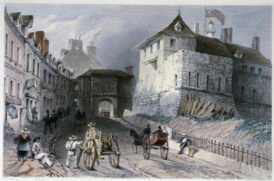 La porte "" Priscott Gate"" i Quebec City, Kanada - i "" Canadian Scenery illustrerad" av William Henry Bartlett, red. George Virtue av William Henry Bartlett