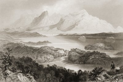 Lake Garromin, Connemara, County Galway, från George Virtues "Scenery and Antiquities of Ireland", 1860-talet. av William Henry Bartlett