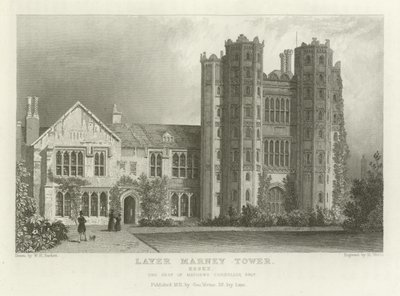 Layer Marney Tower, Essex, säte för Mathews Corsellis, Esquire av William Henry Bartlett