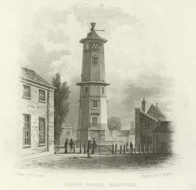 Light House, Harwich av William Henry Bartlett