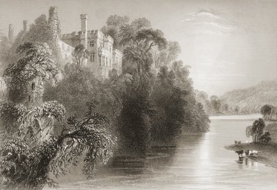 Lismore Castle, Lismore, County Waterford, Irland, från "Scenery and Antiquities of Ireland" av George Virtue, 1860-talet av William Henry Bartlett