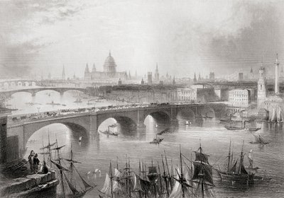 London, Southwark och Blackfriars broar över Themsen, London, England, från "Cyclopaedia of Useful Arts and Manufactures" av Charles Tomlinson av William Henry Bartlett