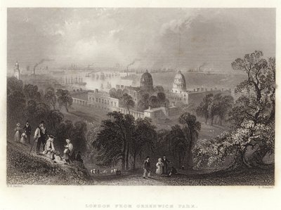 London från Greenwich Park av William Henry Bartlett