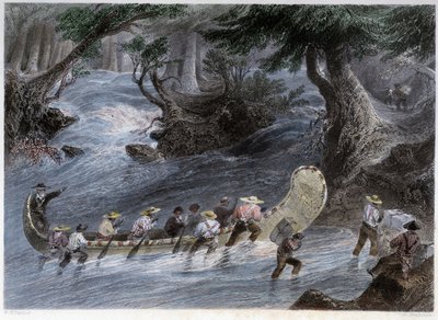 Kanotturer för män - i "" kanadensiskt landskap illustrerad" av Bartlett W. H. av William Henry Bartlett