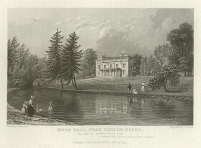 Moor Hall, nära Harlow, Essex, säte för Thomas Perry, Esquire av William Henry Bartlett