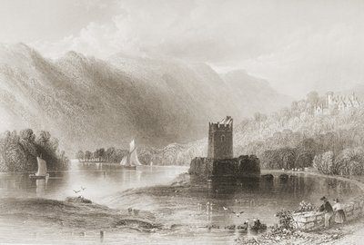 Narrow Water Castle, County Down, Nordirland, från "Scenery and Antiquities of Ireland" av George Virtue, 1860-talet av William Henry Bartlett