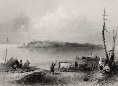 Navy Island, Niagara River, Ontario, Kanada, graverad av Charles Coulson (1815-89) av William Henry Bartlett