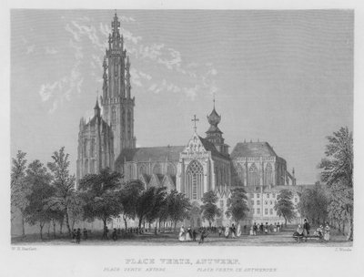 Place Verte, Antwerpen (gravyr) av William Henry Bartlett